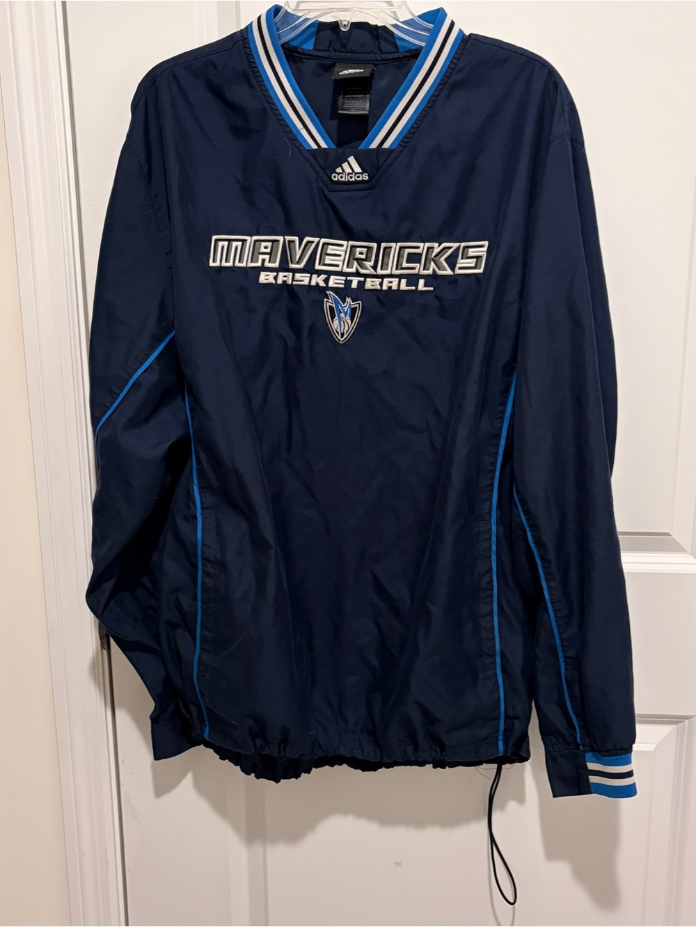 adidas Navy and Light Blue Mavericks Basketball Pullover